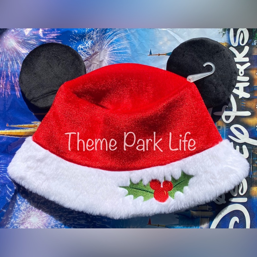 Disney Parks Christmas Mickey Plush Ears Santa Bucket Hat NEW